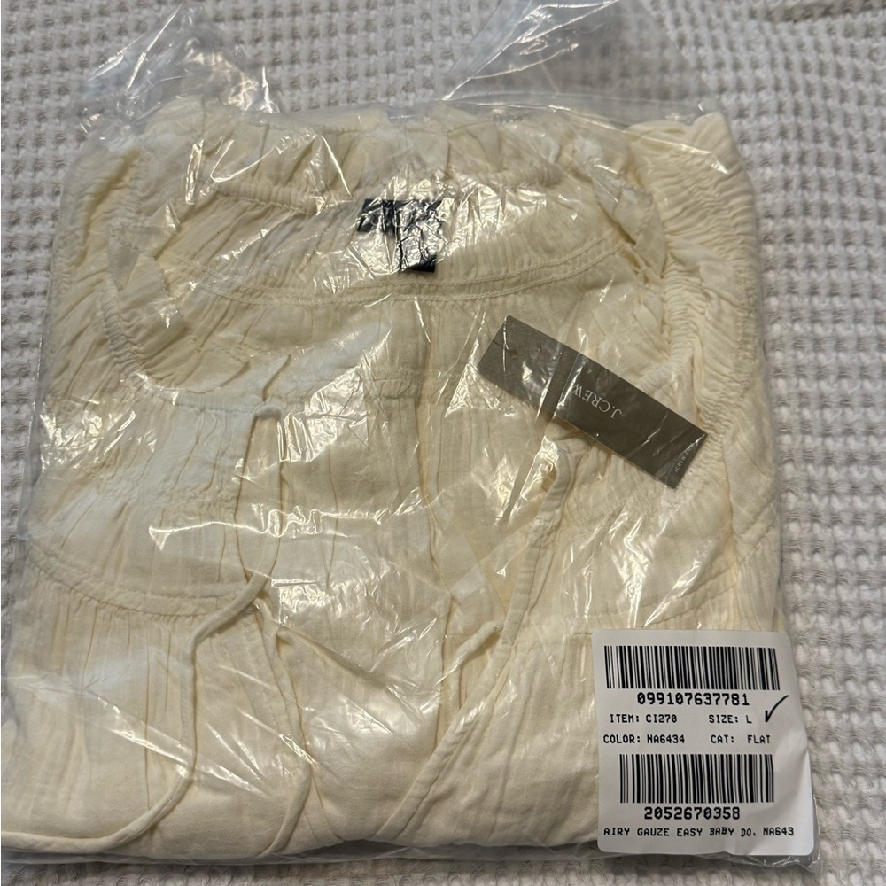 J. Crew Airy Gauze Cotton Babydoll Dress NWT L Natural Ivory - Picture 9 of 10